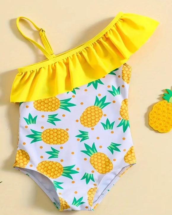 Girl's Pineapple One Piece Swimsuit