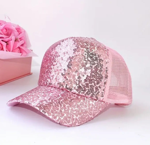 Girl's Sequin Baseball Cap - Pink