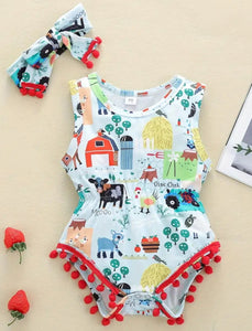 Baby Girl Farm Romper