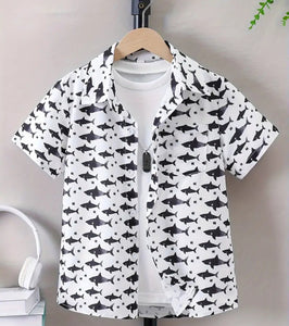 Boy's Shark Print Polo