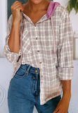 Pink Checkered Hooded Loose Fit Shacket