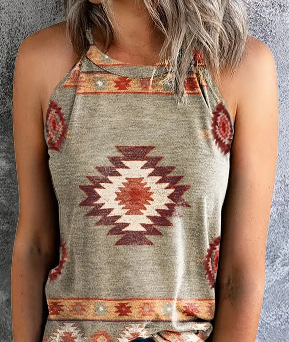 Aztec Print High Neck Tank