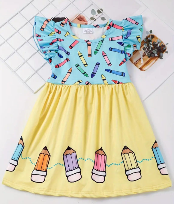 Girl's Yellow Pencil School Dress