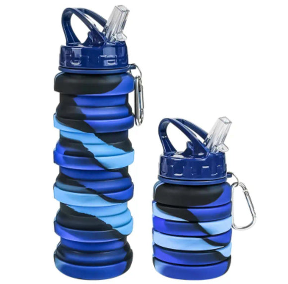 Silicone Collapsible Water Bottle - Blue