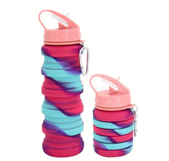 Silicone Collapsible Water Bottle - Pink