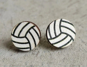 Volleyball Wooden Stud Earrings