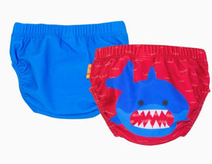 Knit Swim Diaper 2 Pc Set - Blue Shark