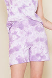 Mid-Length Tie Dye Terry Shorts - Lavender