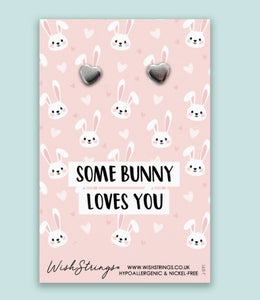 "Some Bunny Loves You" Heart Earrings - Wish Strings