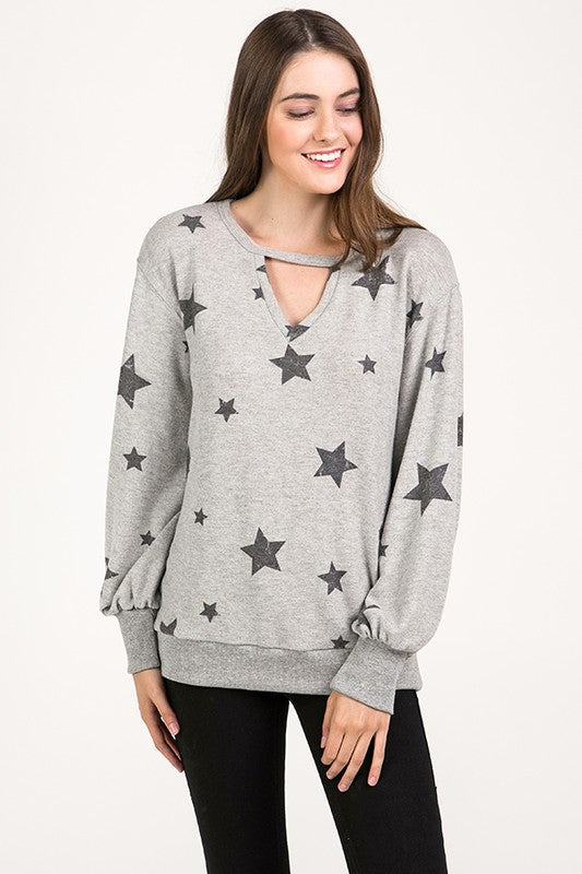 Star Print Cut-Out Top