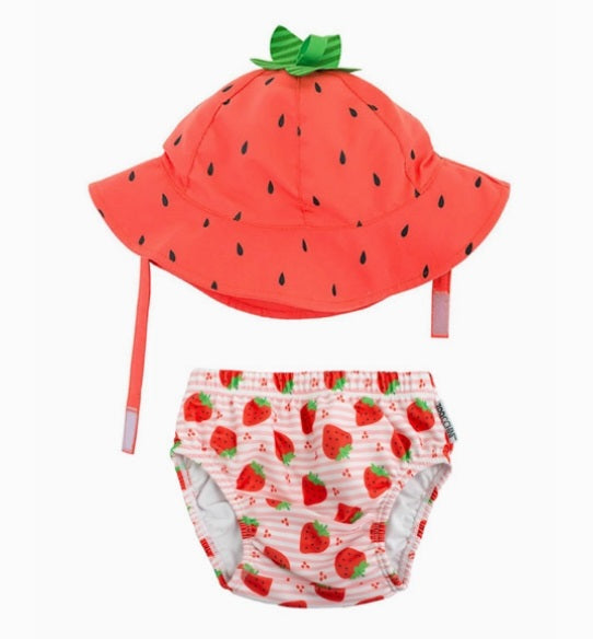 Baby Swim Diaper & Sun Hat - Strawberry