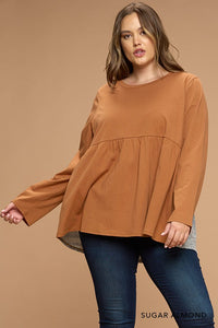 Paisley Print Color Block Flare Top - Sugar Almond