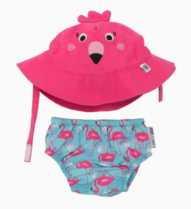 Baby Swim Diaper & Sun Hat - Flamingo