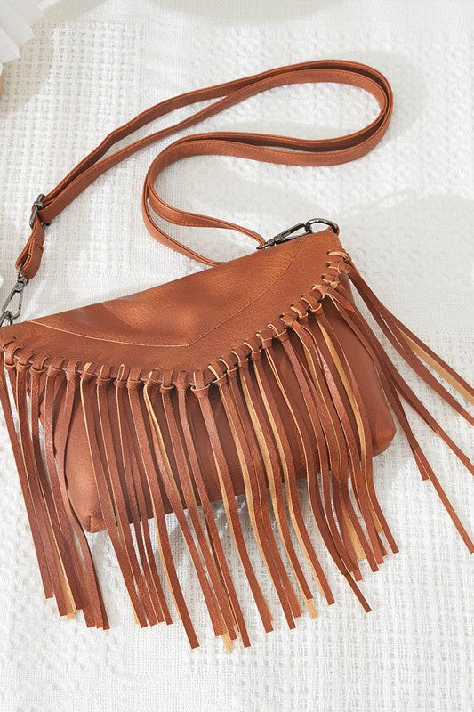 Tassel Crossbody Bag - Brown