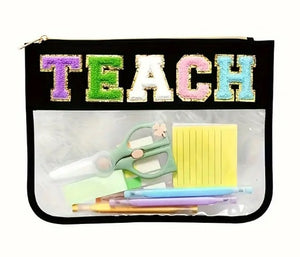 "Teach" Zipper Clear Pouch