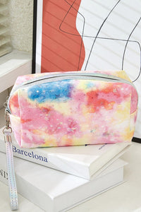 Glitter Star & Tie Dye Cosmetic Bag - Pink