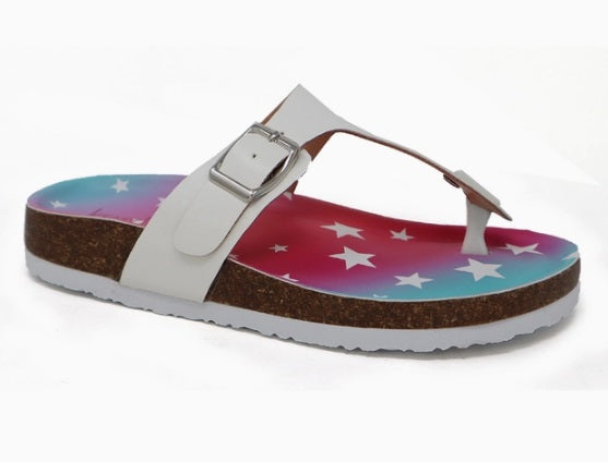 Girl's White Star Sandals
