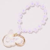 Cut Candy Color Flower Beads Butterfly Key chain: Multi
