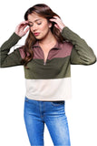 Women's Long Sleeve Half Zip Colorblock Top 