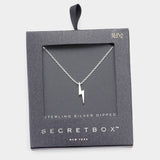 Secret Box Sterling Silver Dipped Thunderbolt Pendant Necklace