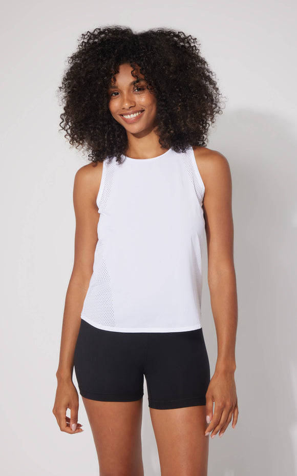 Women's Laser Cut Active Tank Top - White