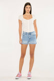 KanCan High Rise Single Fold Light Denim Shorts - KC7181L