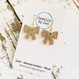Bow Earrings: Gold Fine Glitter