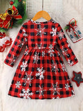 Toddler Buffalo Plaid Snowflake Long Sleeve Dress