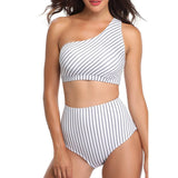 Two Pieces One Shoulder White Swimsuit