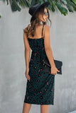 Sleeveless Halter Leopard Print Ruffle Hem Dress
