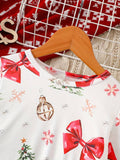 Toddler Christmas Tree & Bow Long Sleeve Dress