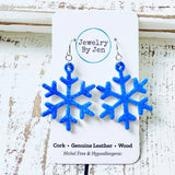 Snowflake Earrings: Blue Fine Glitter