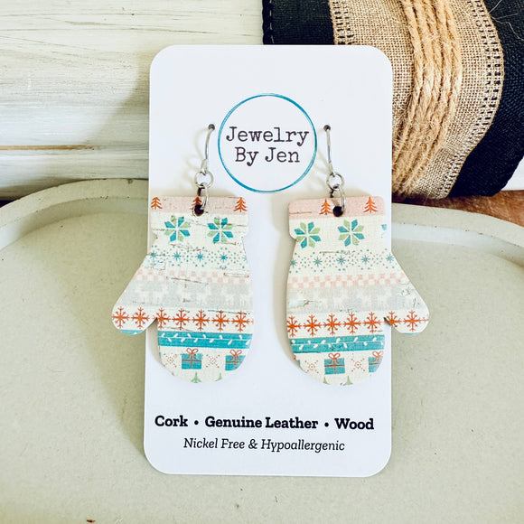 Mitten Earrings: Pastel Christmas Sweater