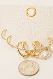 Pearl Heart Charm Mixed Hoop Earrings Set: GDCRM