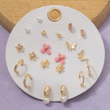 Ten Pair Assorted Butterfly Flower Earrings Set