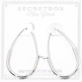 Secret Box Genuine Silver Dipped Elongated Oval Hoop Earrings