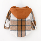 YOUTH Hooded Brown & Gray Flannel Jacket