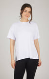 Women's Super Soft Boxy Full Length T shirts - 2 Pack: Black/White