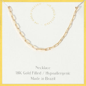 18K Gold Filled Hypoallergenic Paperclip Chain Necklace