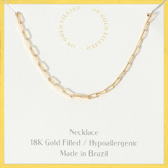 18K Gold Filled Hypoallergenic Paperclip Chain Necklace