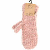 Two Tone Chenille Knit Women's Mittens: Rose