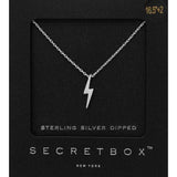 Secret Box Sterling Silver Dipped Thunderbolt Pendant Necklace