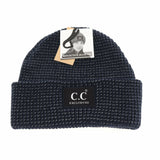 Reflective Solid Unisex C.C Beanie: Navy