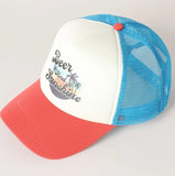 Beer and Sunshine Baseball Cap - Red/Blue