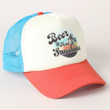 Beer and Sunshine Baseball Cap - Red/Blue