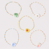 Flower Link Chain Beads Bracelet