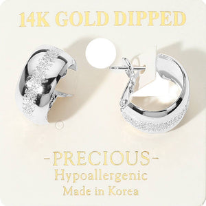 14K Gold Dipped Hypoallergenic Textured Mini Hoop Earrings
: Silver