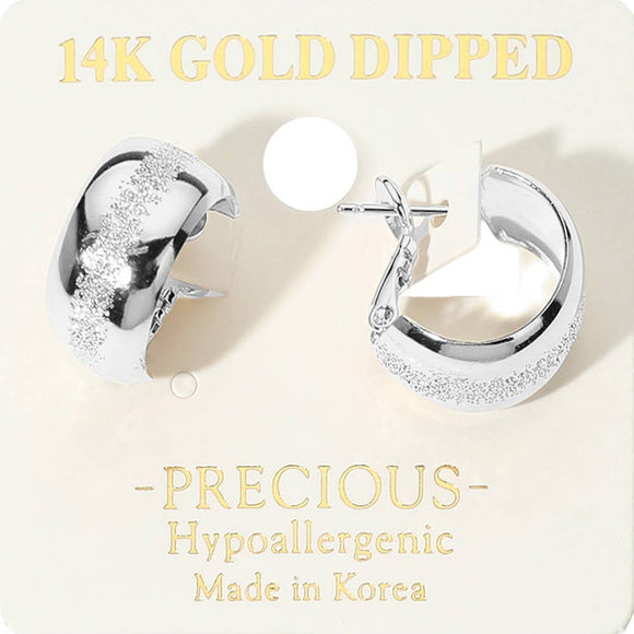 14K Gold Dipped Hypoallergenic Textured Mini Hoop Earrings
: Silver