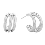 14K Gold Dipped Triple Hoop Tango Earrings: Silver