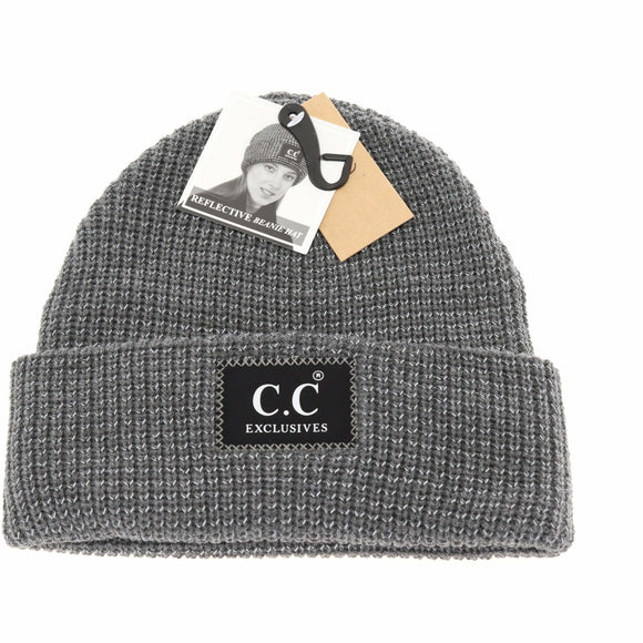 Reflective Solid Unisex C.C Beanie: Dk. Grey